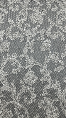 Sequin Embroidered FLoral Beautiful Mesh Ground Customized Design Factory For Gowns