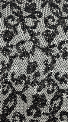 Sequin Embroidered FLoral Beautiful Mesh Ground Customized Design Factory For Gowns