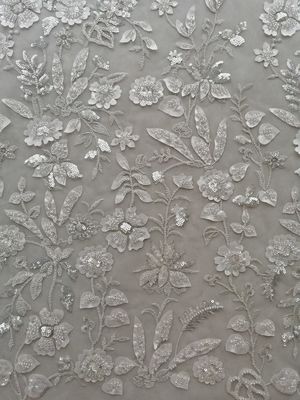 Nylon Polyester Embroidered Lace Fabric
