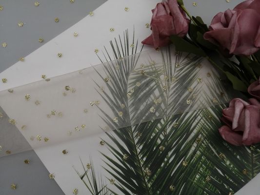 100 Yards Metallic Glitter Foil Printed Ivory Polka Dot Fabric