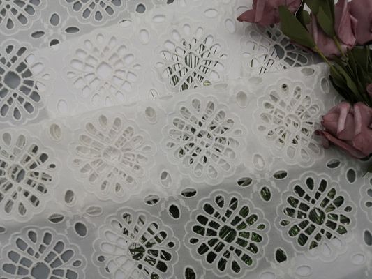 Eyelet Mesh Laser Cutting Cotton Fabric For Female Dress