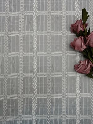 White Geometric Mesh Tulle Lace Fabric Lightweight Lady Dress Fabric