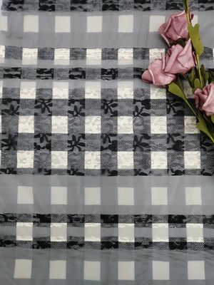 Plaid Pattern Embroidery Striped Lace checkered print fabric