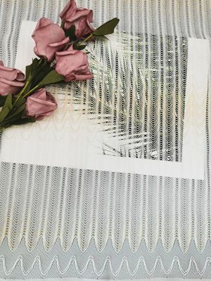 Geo Corded Linear Embroidery Tone - Tone Polyester Lace Trim