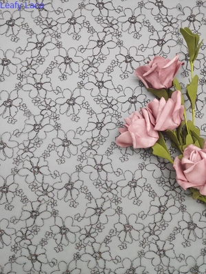 125cm Embroidered Lace Netting Fabric Full Nylon Mesh OEKO TEX Standard 100