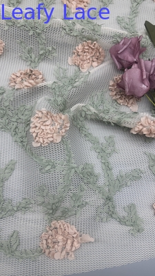 Eｍbroidered Lace Fabric 100% Polyester Mesh Ground High Quality for Wedding Dress