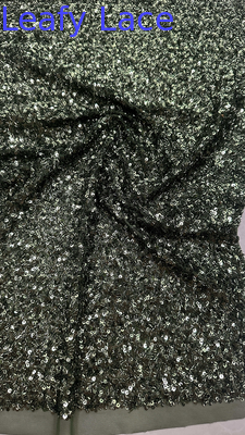 Sequin Embroidered Fabric 100% Polyester Complicated Fabric Good Quality for Party Dress