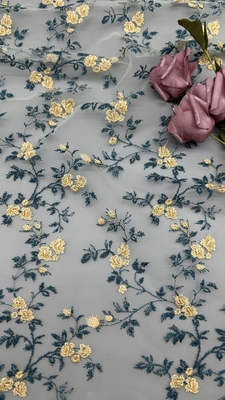 Colorful Floral Embroidered 100% Polyester Elegant for Party Gowns
