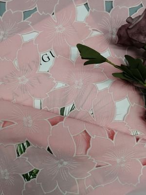 100% Polyester Laser Cut Lace Applique Fabric For Wedding Dress