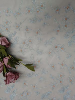 Floral Lace Colored Embroidery Fabric Tulle Mesh Embroidery Colorful Lace