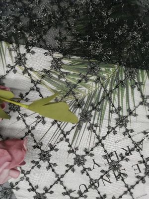 ODM Tulle Mesh Sequin Embroidered Fabric For Bedding Articles