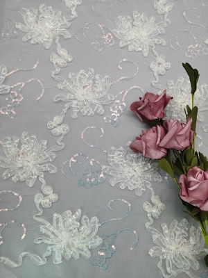 Gradient Color Embroidered Lace Fabric Sequin Cording Embroidery
