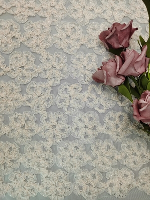 Pink 3D Floral Crochet Lace Fabric Foil Coated Embroidery Children Dress Lace